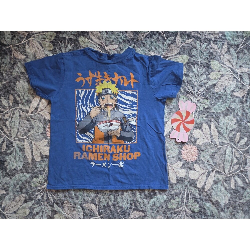 Tee Shop Naruto Uzumaki Ichiraku Ramen Shop Blue Graphic Cotton Boys T-Shirt M